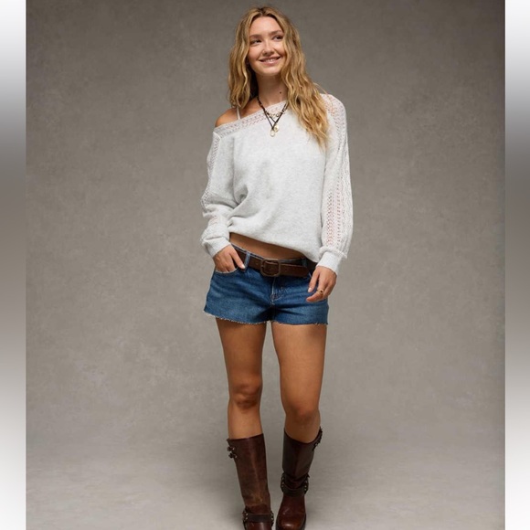 NWT AE Whoa So Soft Lace Sweater - Picture 8 of 10